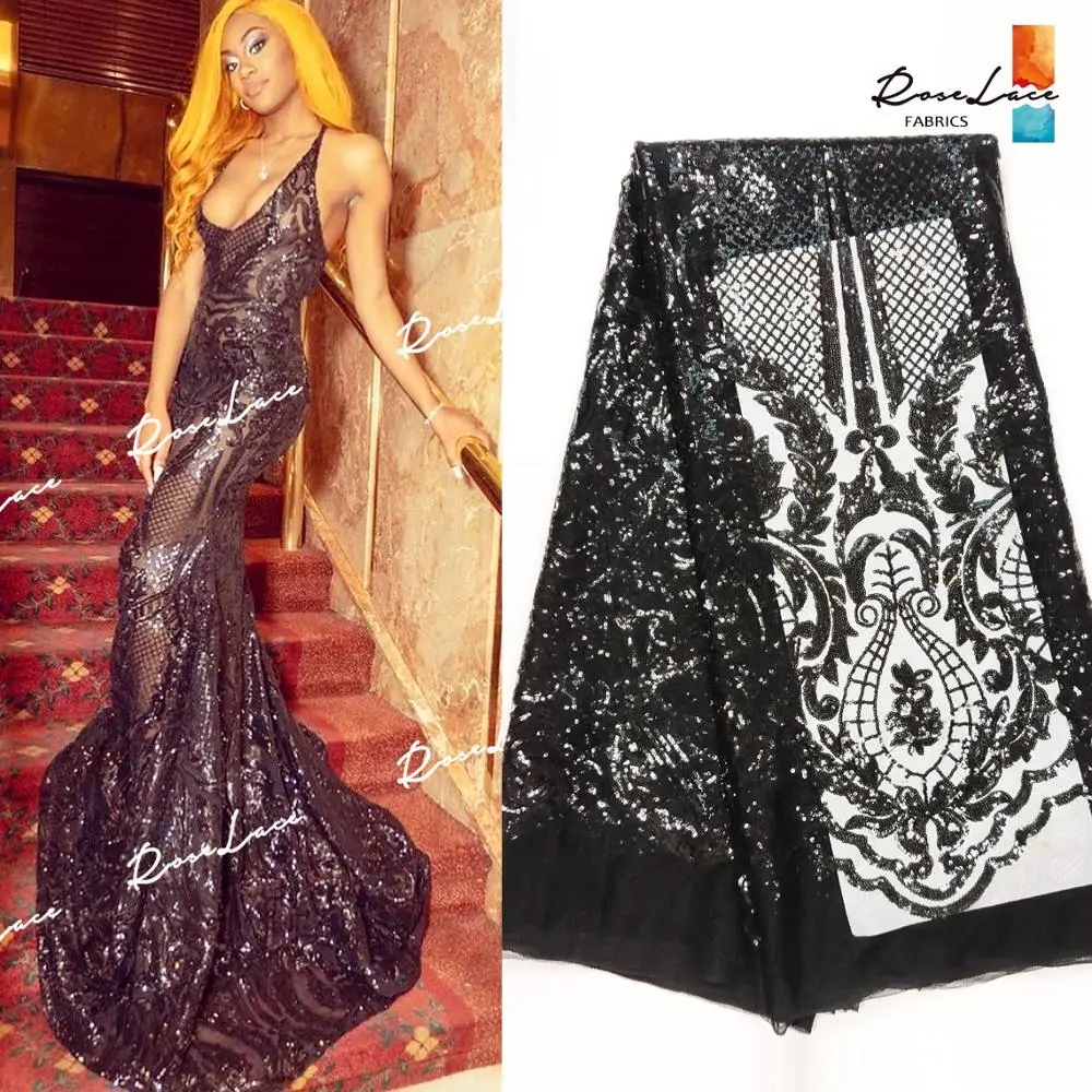 Черные блестки сетчатые кружевные ткани 2019 высококачественные тюлевые кружева