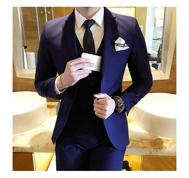 slim fit male 3 piece suits wedding dress Men's Business Casual jacket Wedding Prom Dinner Gown Wear Suits Groomsman tuxedos