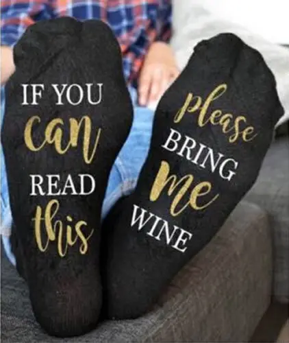 Хит 2019 модные носки унисекс с надписью If You Can Read This Bring Me Wine хлопковые теплые