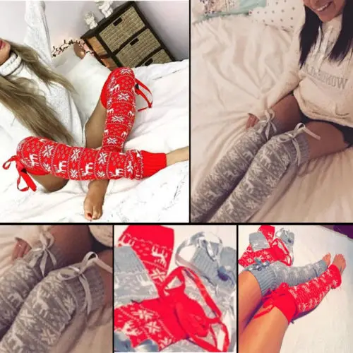 Теплые зимние женские гольфы выше колена вязаные очень длинные чулки для девочек