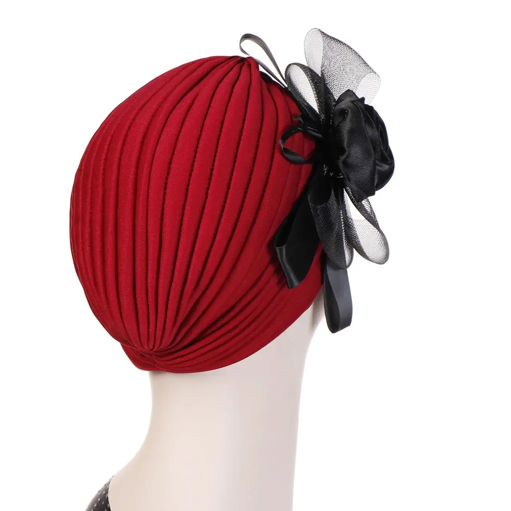 12 шт. шляпка Вуалетка для женщин с рюшами тюрбан головной убор большой вуалью