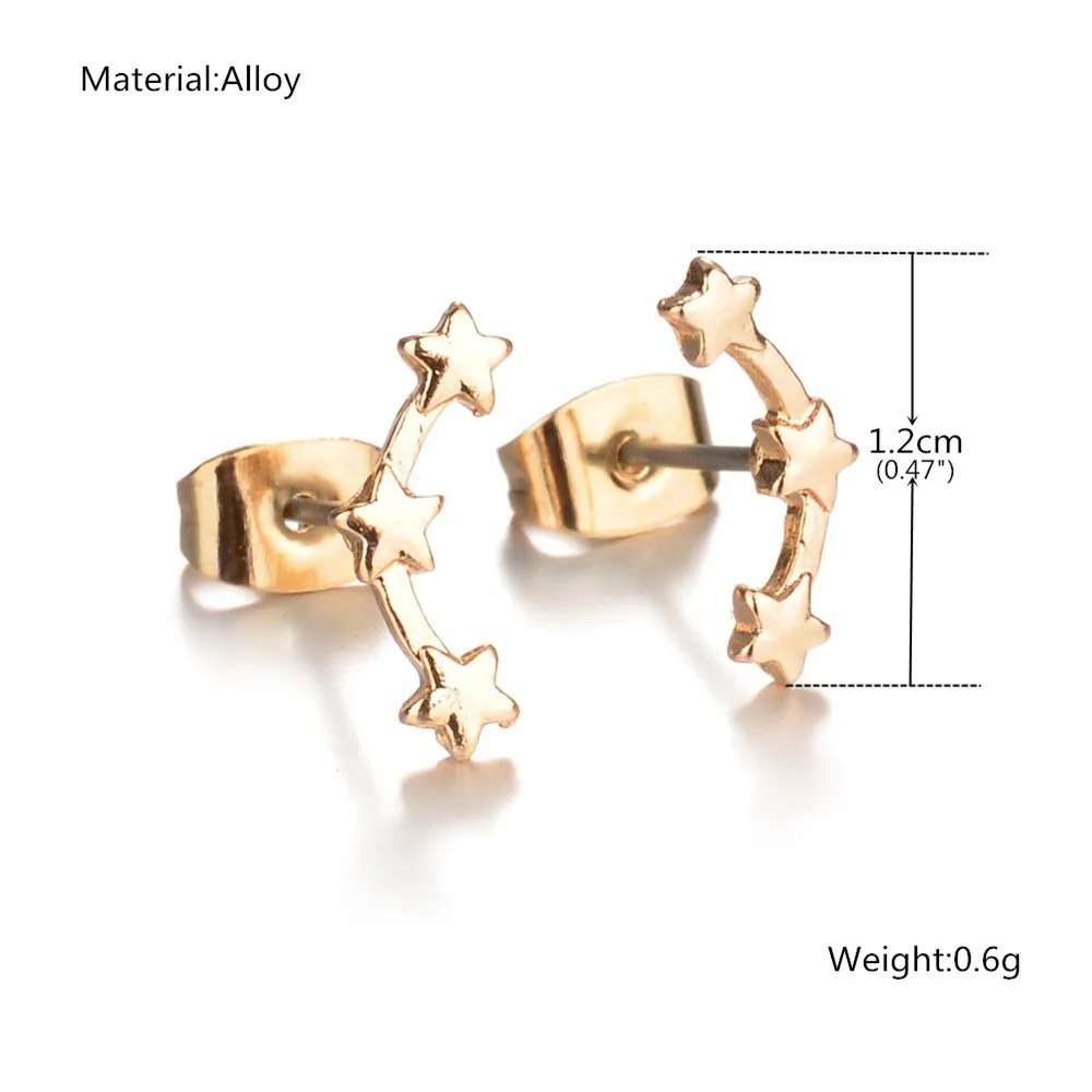 Mestilo Мода дизайн цвета: золотистый серебристый Симпатичные три крошечные звезды