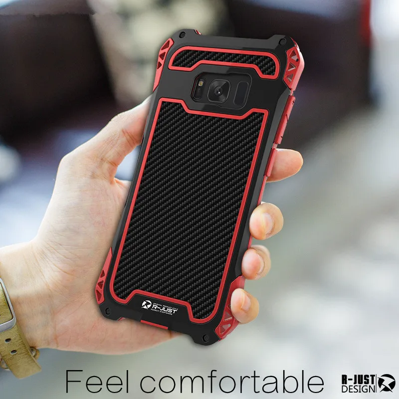 note 8 R-JUST For Galaxy S8 Plus S9 s9 plus Shockproof Dustproof Carbon Fiber Metal Armor Case Samsung Note 9 | Мобильные телефоны