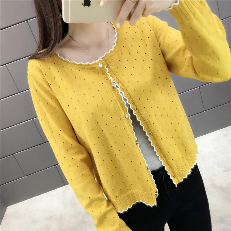 OHCLOTHING короткий дизайн тонкий кардиган женский вырез солнцезащитный Кондиционер рубашка свитер вязаная верхняя одежда маленький плащ