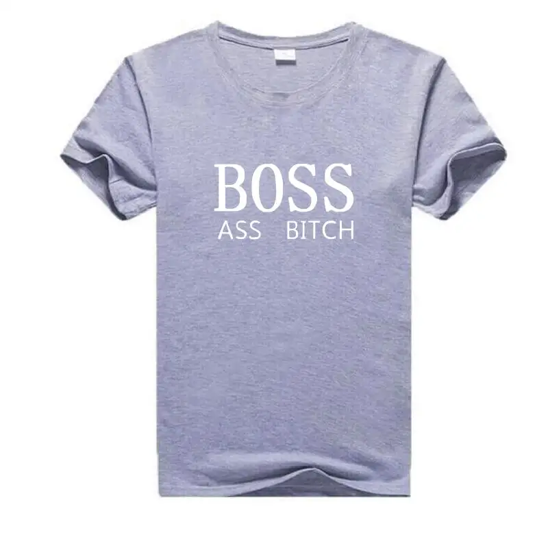 BOSS ASS BITCH Harajuku Funny T Shirt Tops 2019 Summer New Casual Short Sleeve Cotton Tees Femme Plus Size Hipster Women Tshirt | Женская