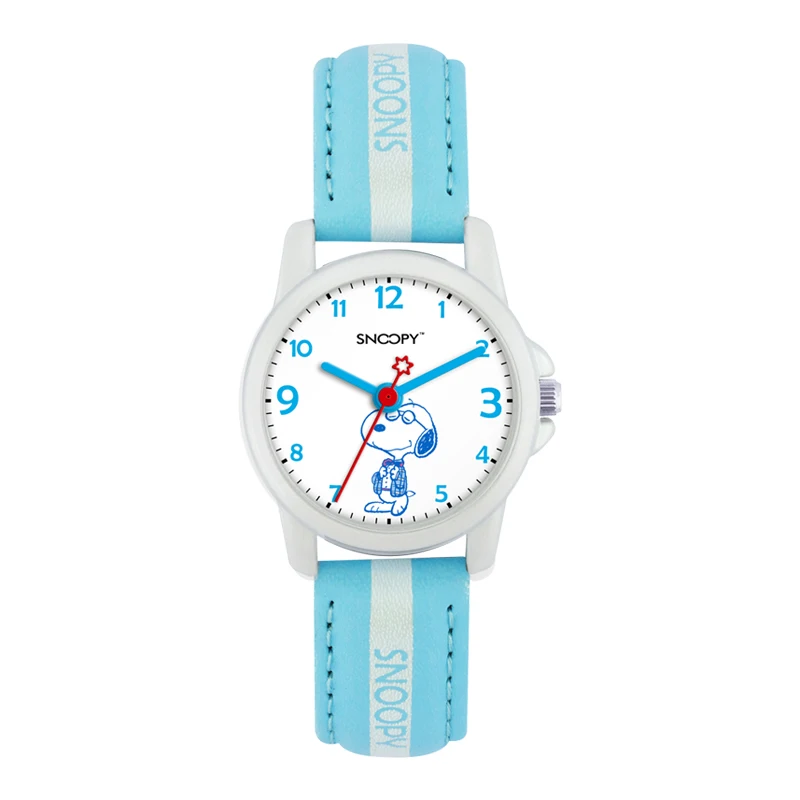 SNOOPY официальный relojes мультфильм детские часы модные детские милые PU Кварцевые часы для девочек relogio feminino SNW796 - Цвет: BLUE