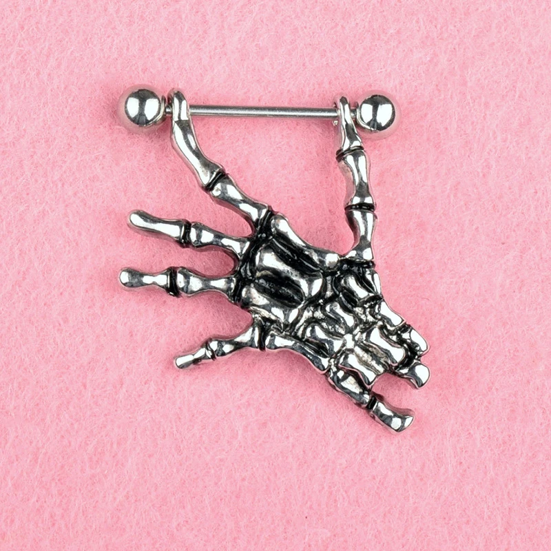 Hot Piercing Nipple Ring 2 Pcs Puncture sputum ring Skeleton Hand Shape Nose Woman Sexy Body Jewelry | Украшения и аксессуары