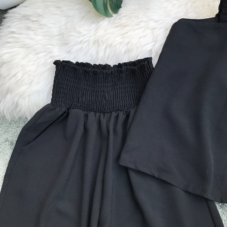 ALPHALMODA/ Летняя женская Свободная майка+ широкие брюки, повседневный комплект из 2 предметов, однотонный наряд с шортами, брюки, комплект из 2 предметов