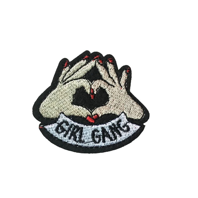 GIRL GANG любовь жест Вышитые заплаты для головных уборов Одежда с вышивкой