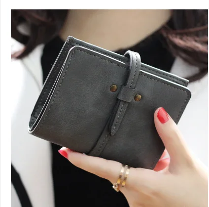 Фото Women PU Leather Small Wallet Female Cute Short Purse Lady Mini Card Holder Walet Portomonee with Coin Purse №4