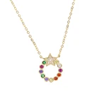Ожерелье женское разноцветное с кулоном в виде звезды диско