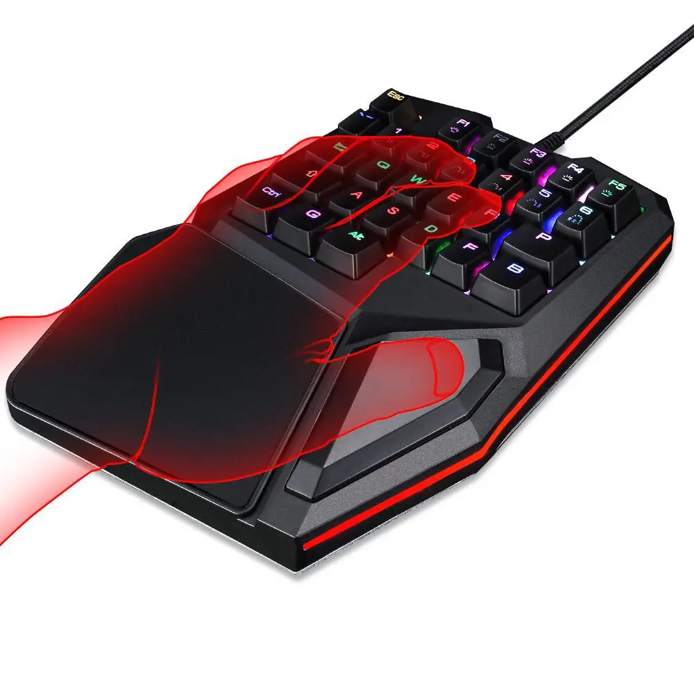 G10 игровая клавиатура с Красочная светодиодная подсветка 29 клавиш одной рукой