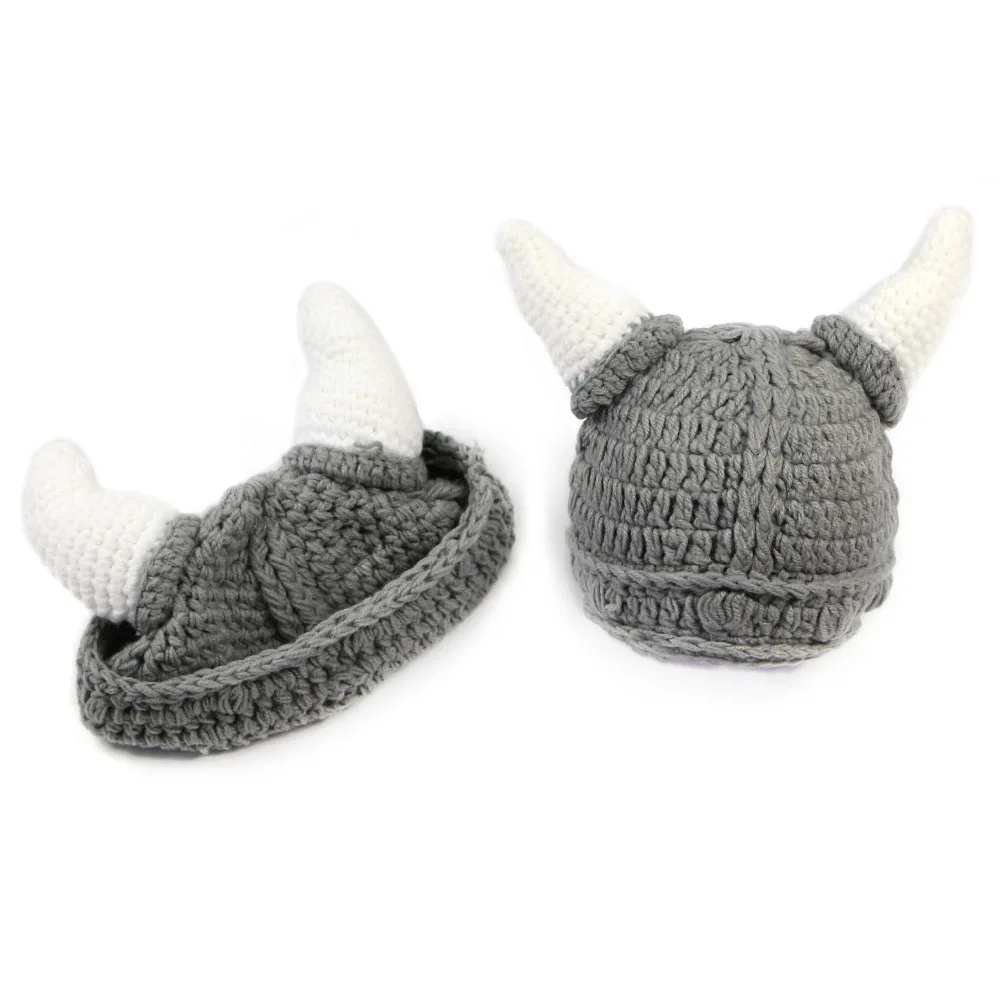 Зимняя забавная шапка ручной работы с роговыми рогами теплая вязаная для