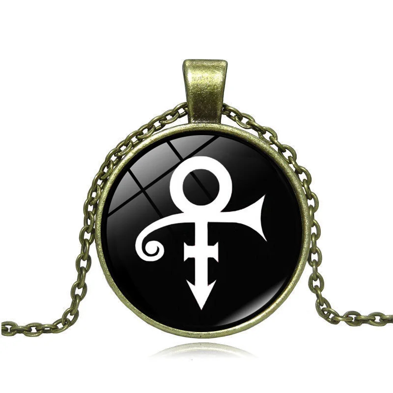 XUSHUI XJ Rock Star Prince Symbol Necklace Glass Round Dome Pendant Vintage Jewelry Black Chain for Women Men Gift 2017 | Украшения и