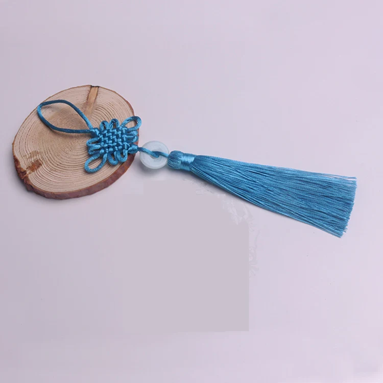 Lake blue 3 шт. китайские узлы мир нефрита с бахромой Jewelry Шторы делая декоративные аксессуары DIY ключ мешок отделкой Ленточки кулон ручной работы - Цвет: Lake blue
