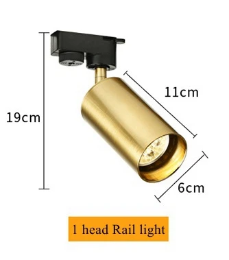 1 head Rail Light LukLoy Регулируемый рельсовый светильник Железнодорожный Точечный светильник золотой настенный потолочный Точечный светильник Настенный GU10 сменный светодиодный светильник - Цвет корпуса: 1 head Rail Light