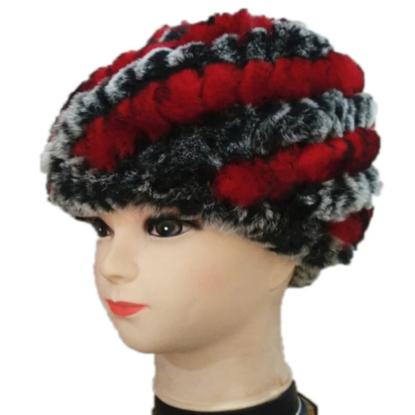 New Arrival Real Rabbit Fur Hat Knitted Rabbit Fur Real Fur Beanie Winter Fur Hats
