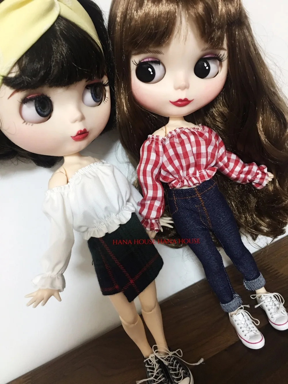 1 шт. Милая Белая красная рубашка в сеточку с толстыми плечами для Blyth Licca Kurhn OB24