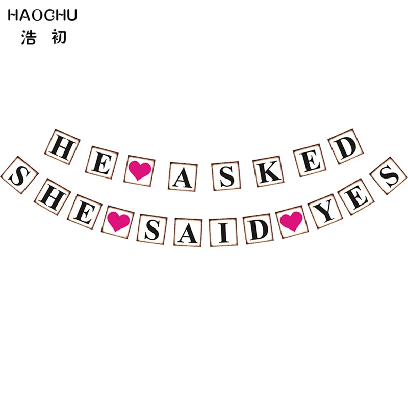 Винтажная декоративная Бумажная гирлянда HAOCHU 13 шт. с надписью SHE SAID YES