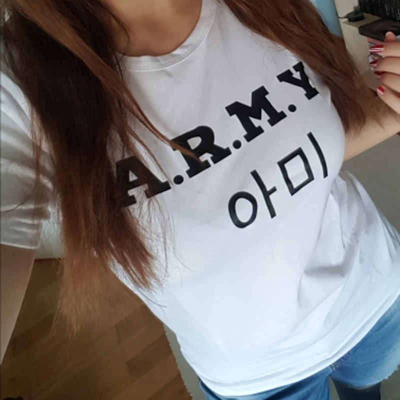 Корейская модная рубашка в стиле хип хоп A.R.M.Y Tumblr уличная одежда с графическим