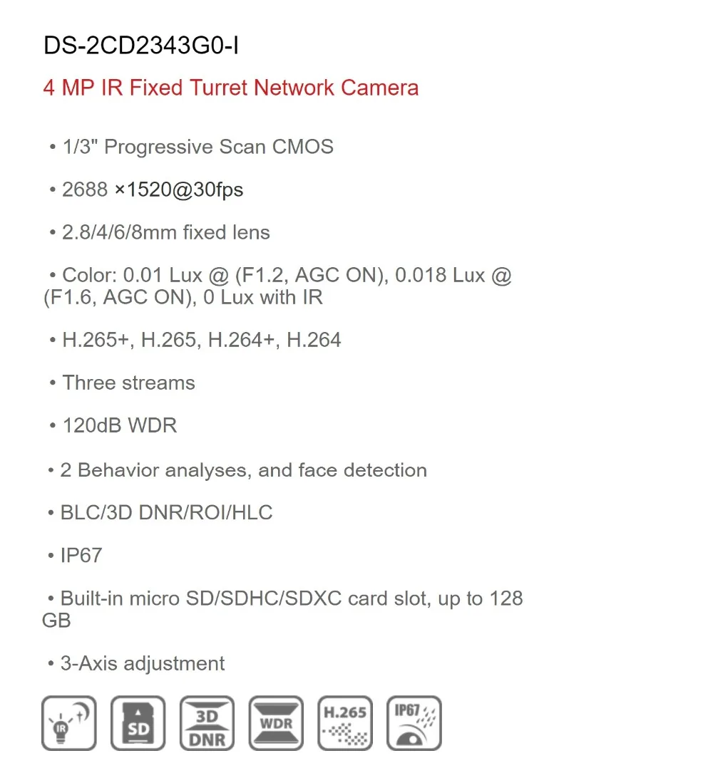 Hikvision IP Camera 4.0 megapixel IR Dome Camera IP Camera H265 Indoor/Outdoor DS-2CD2343G0-I Replace DS-2CD2342WD-I