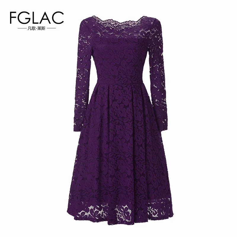 Женское платье FGLAC модное повседневное кружевное с вырезом лодочкой элегантное