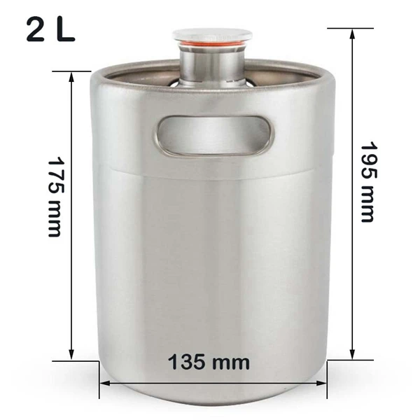 2L Keg 2/3. 6/4/5L Нержавеющая сталь мини пивной бочонок Портативный пива под давлением Ворчун Для Ремесло пивной диспенсер Системы для домашнего пивоварения - Color: 2L Keg