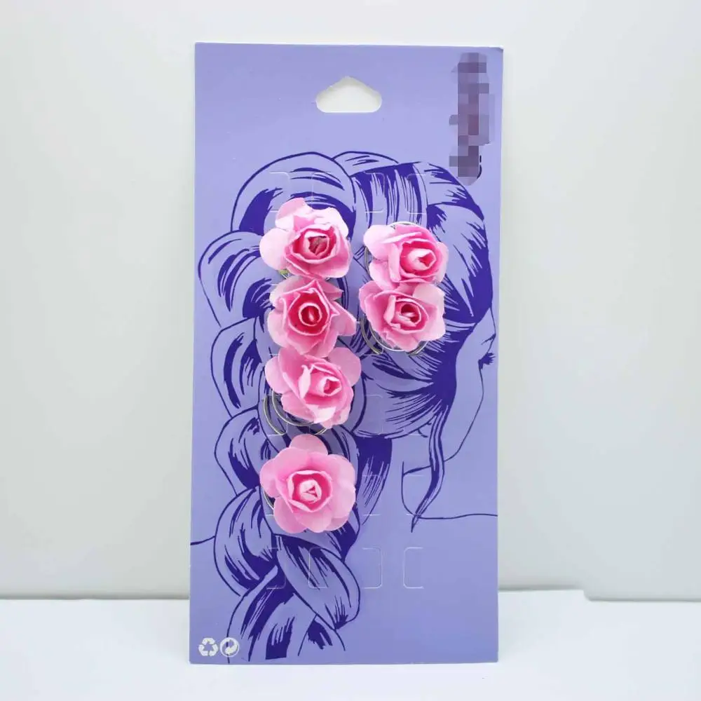 Pink 6 шт./компл. разного цвета бумажный цветок Роза Украшенные curl заколки для волос для женщин Свадебные аксессуары для волос цветок Твист Заколки Для Волос - Цвет: Pink