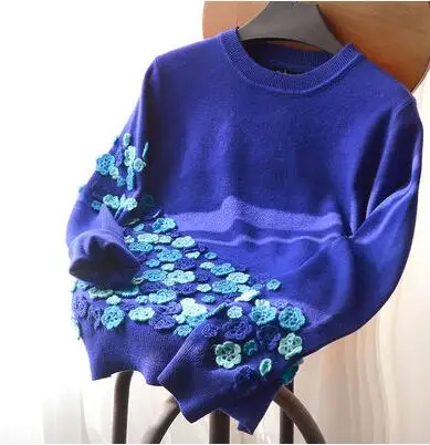 Свитера с круглым вырезом длинным рукавом обычные пуловеры аппликацией