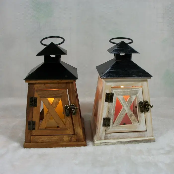 Деревянный подсвечник Hurricane ретро фонарь декоративная свеча винтажный стол|wood