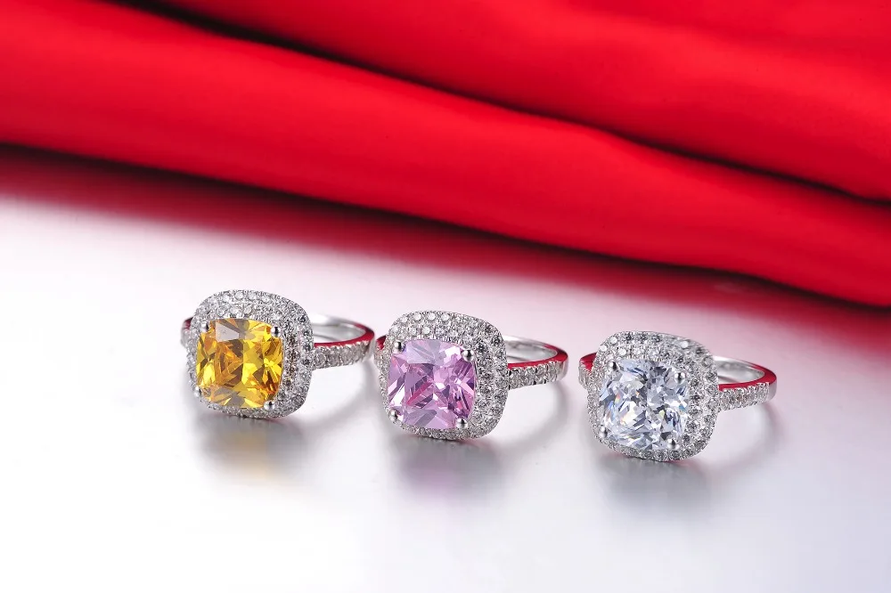 Серебряная подушка из стерлингового серебра обручальное кольцо 3CT NSCD