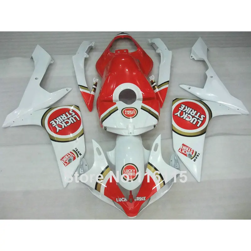 

Injection molding Free customize fairing kit for YAMAHA YZF R1 2007 2008 YZF-R1 07 08 white red LUCKY STRIKE fairings set OX99