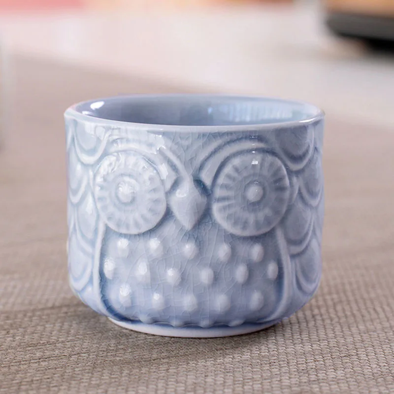 Керамический горшок для большого пальца Совы вазон для суккулентов, печь, глазурь, сапун небольшая ваза для Обои для рабочего стола, домашний декор