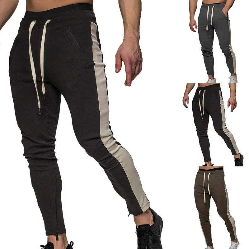 Вертикальный Мужской Хлопковый вязаный тренировочные брюки повседневные