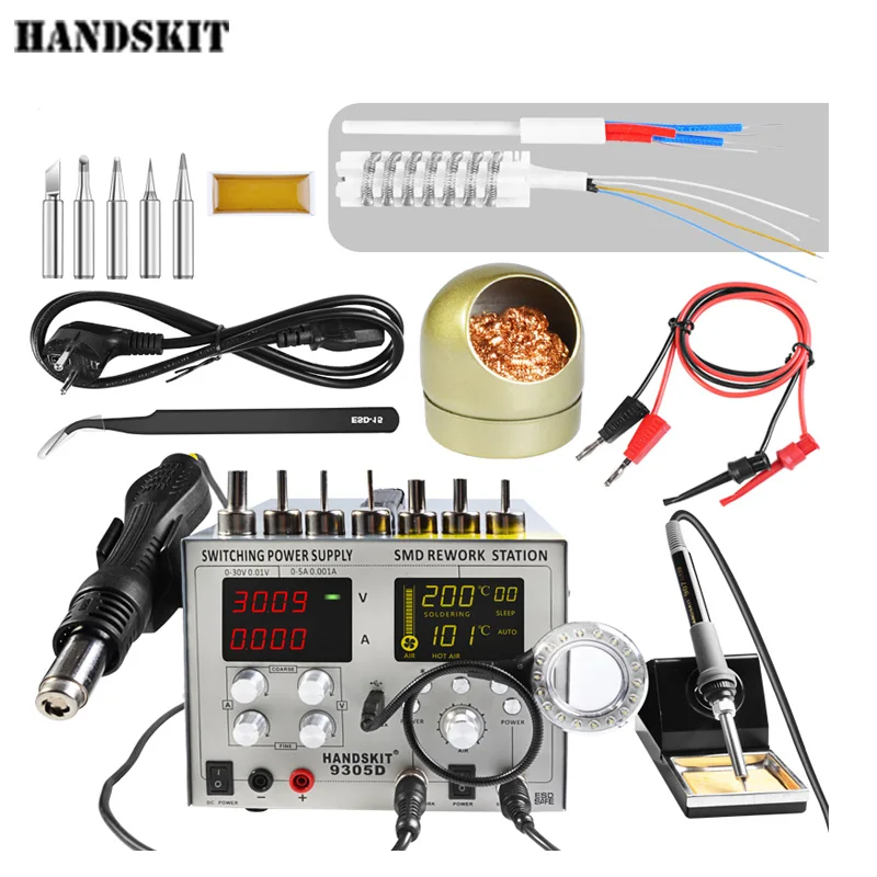 4 в 1 паяльная станция 9305d + паяльник блок питания 5V2 A BGA станция|iron soldering station|soldering