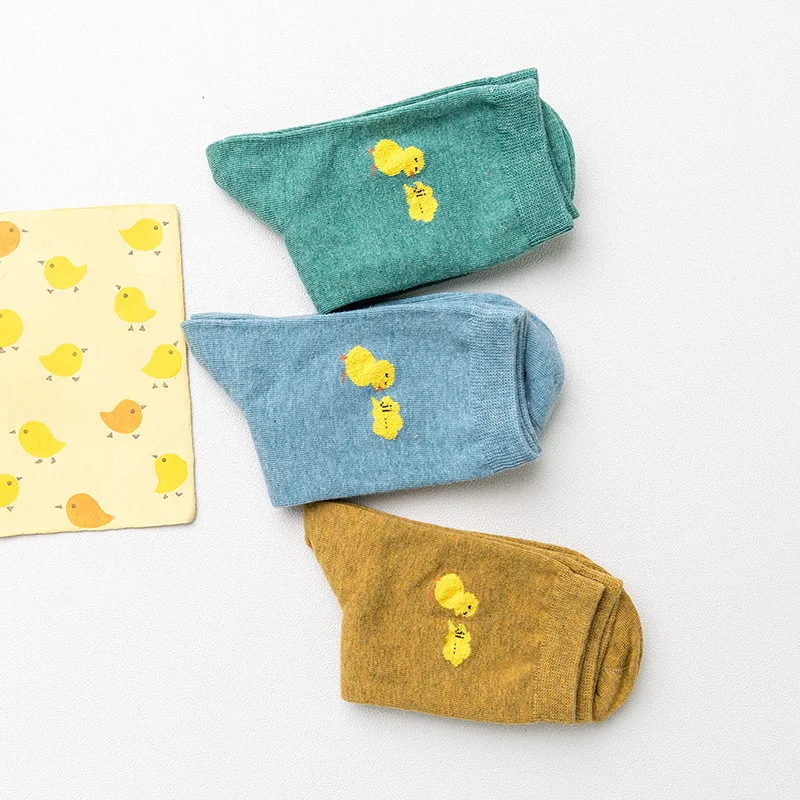 OLN/Подарочная коробка женские хлопковые носки с милым рисунком цыпленка на осень