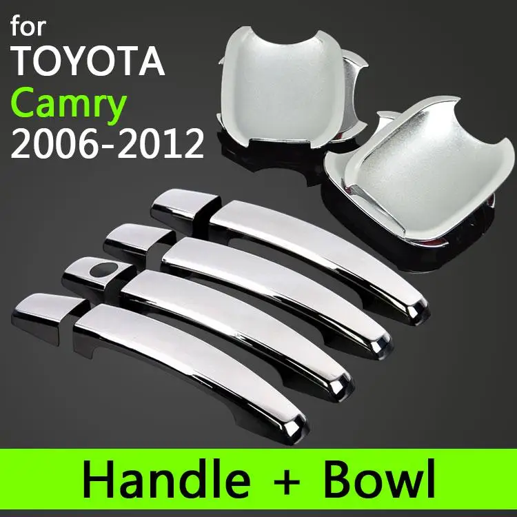 Для Toyota Camry 2006-2011 класса «Люкс» хромированные покрытия для дверных ручек аксессуары наклейки стайлинга автомобилей 2007 2008 2009 2010 Aurion XV40 - Название цвета: Handle and Bowl