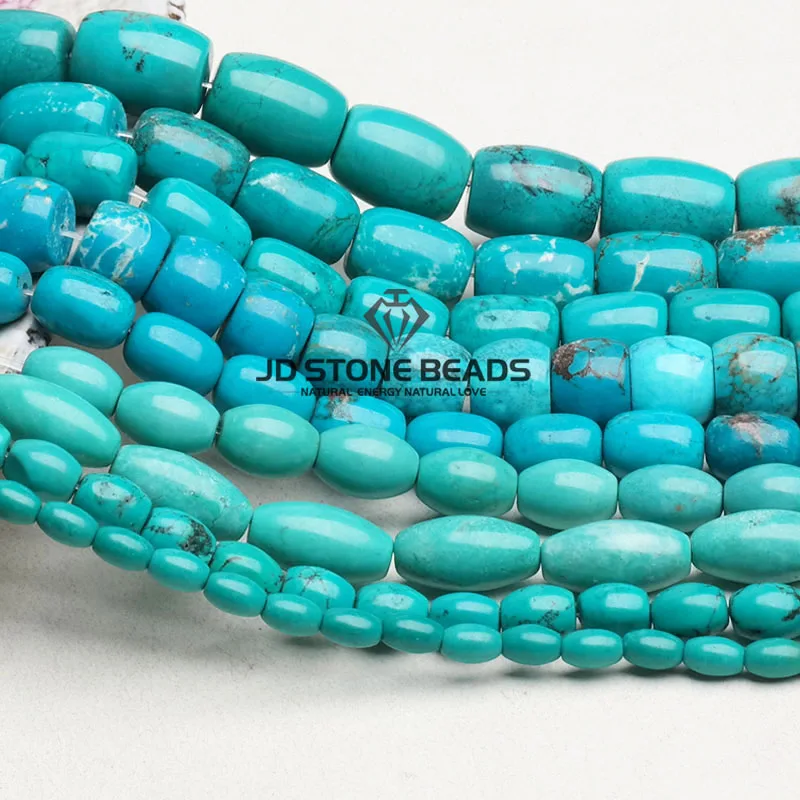 JD камень Бусины Бесплатная доставка голубой бирюзовый барабанный Форма