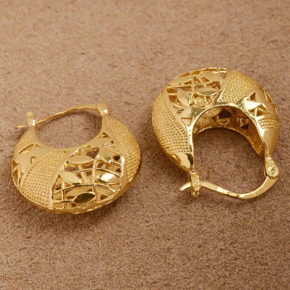 

African for Women Top Fashion Gold Color Earrings Middle East Metal Jewelry Wholesale #J0030