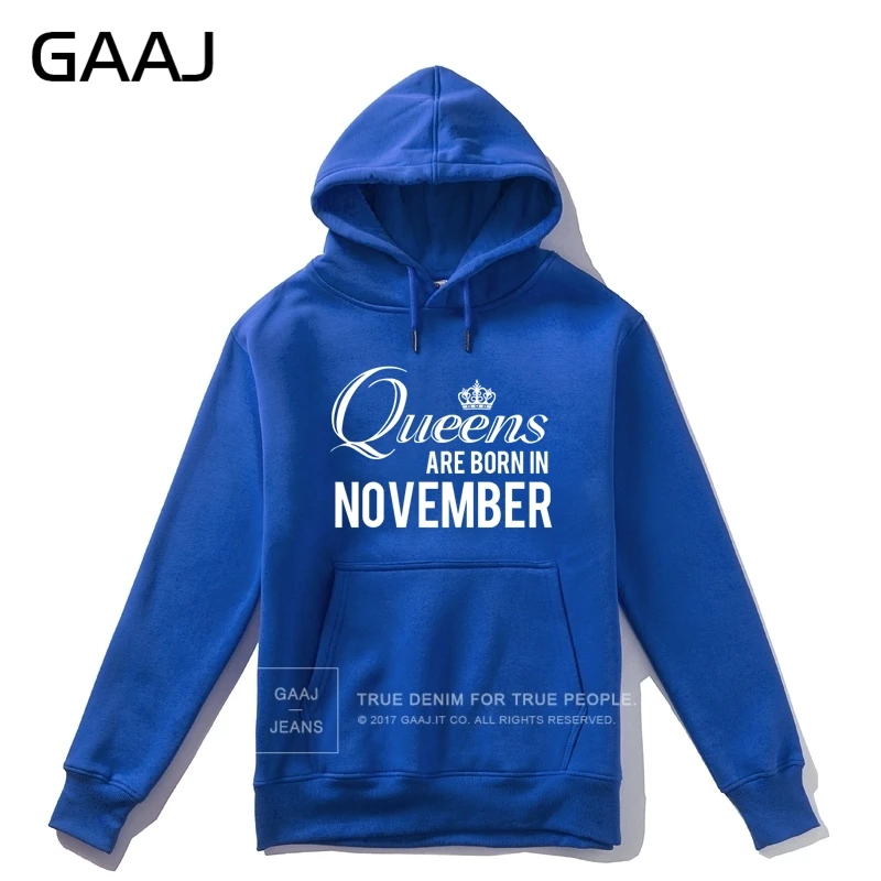 GAAJ "Queens are born in November" мужская толстовка с капюшоном, Женская толстовка на молнии, Мужская Высококачественная флисовая толстовка с принтом в стиле хип-хоп