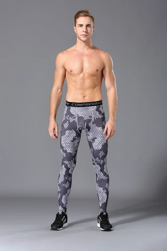 2017 New men camouflage/compression tights/Leggings Running sports/Gym male trousers/capris of fitness/pants quick-drying | Спорт и