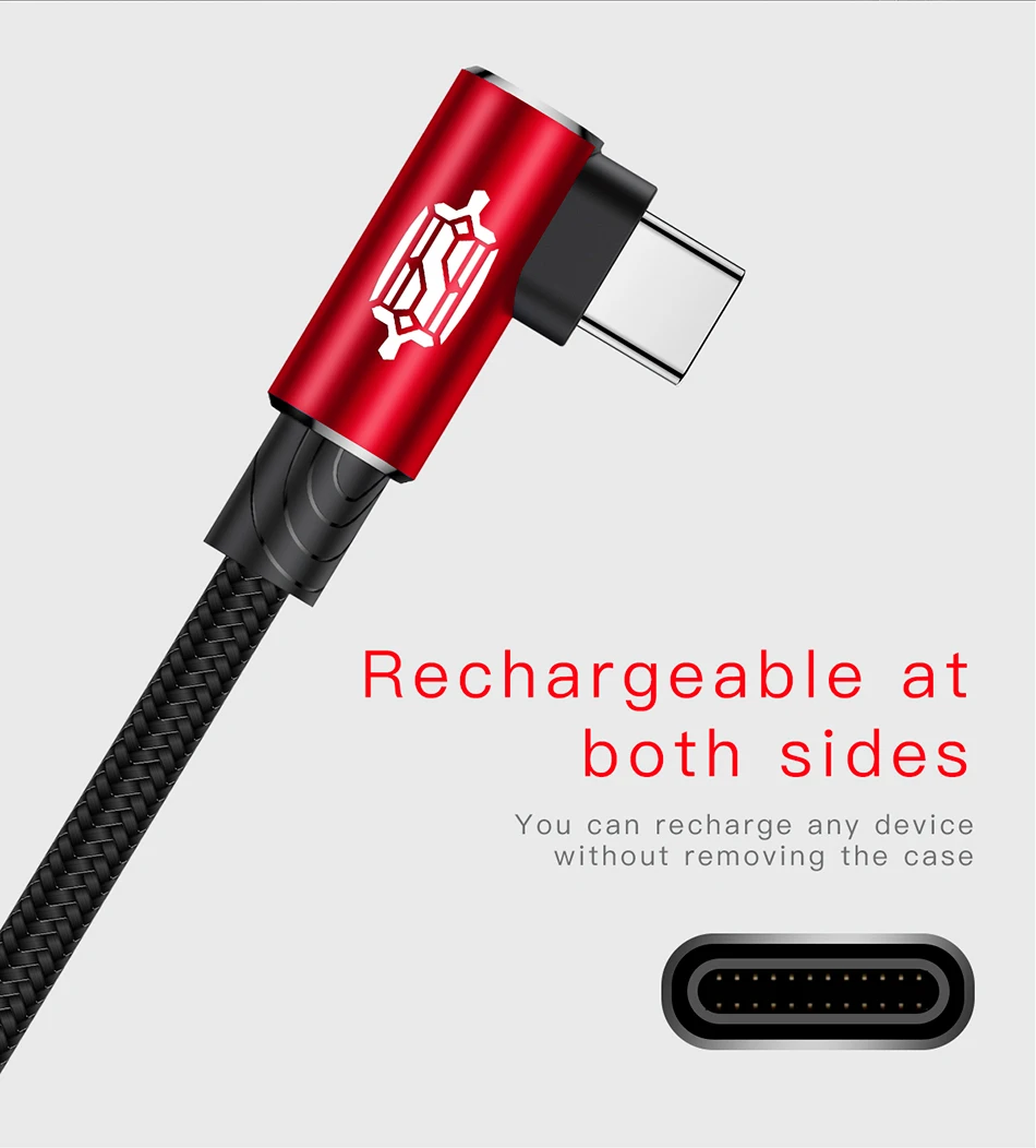 Кабель usb type-C Baseus 90 градусов для xiaomi redmi k20 pro USB C зарядный кабель для мобильного телефона для oneplus 7 pro Кабель type-C