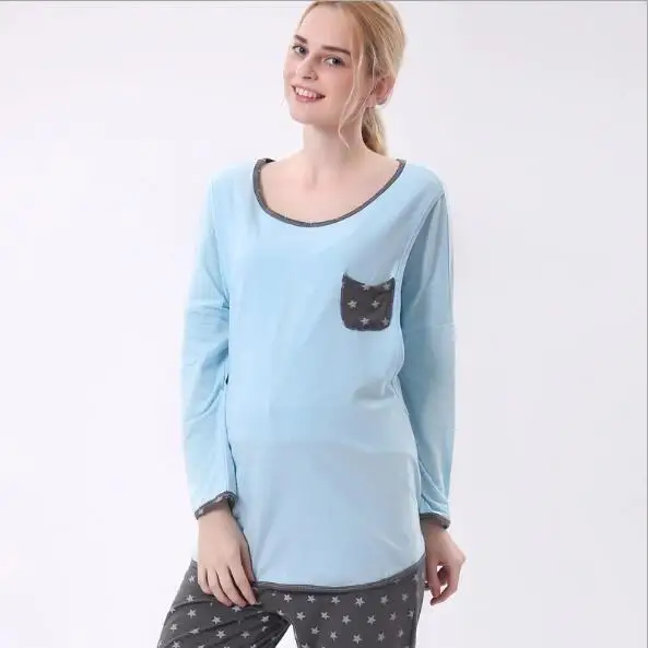 Fdfklak L XL XXL весенне-осенние пижамы для беременных женщин кормящих мам пижама