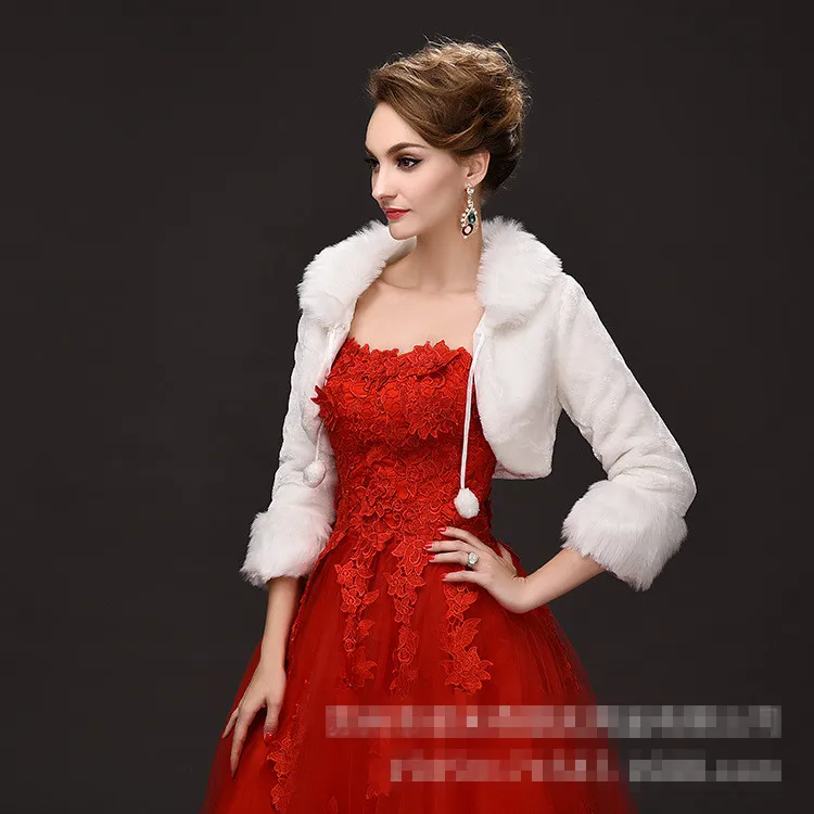 Зима свадьба пальто обертывания красный белый шуба свадебные аксессуары куртка