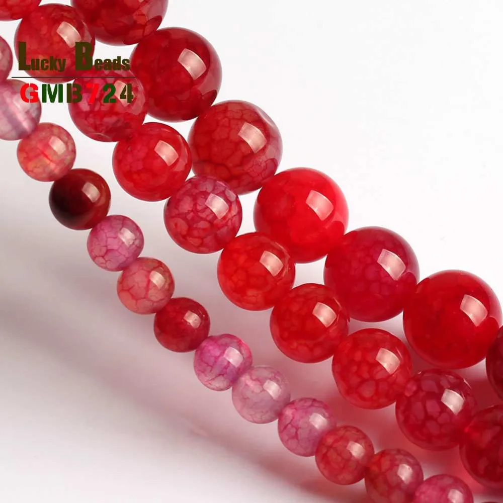 Натуральный камень бисер красный трещины оптом мечта Dragon Vein сердолика Агаты