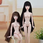 Оригинальная Обнаженная кукла Синьи игрушка14 подвижных суставовдлинные прямые челки волосы белая кожа большая грудь без одежды для модной куклы 16