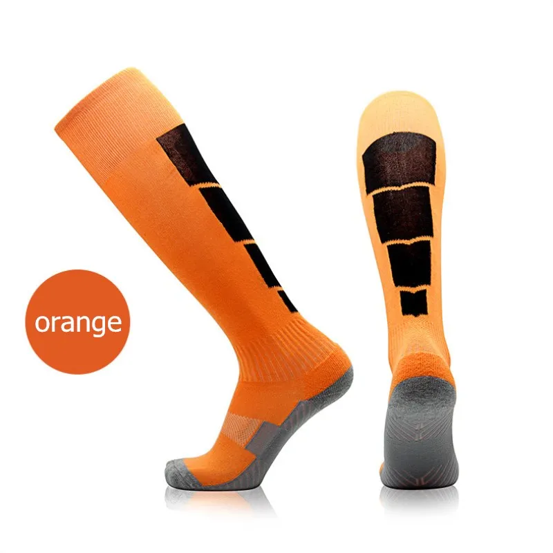 orange Новинка, профессиональные спортивные носки для футбола, для взрослых, для футбола, велоспорта, бега, Длинные чулки, до колена, дышащие, быстросохнущие, мужские, женские носки - Цвет: orange