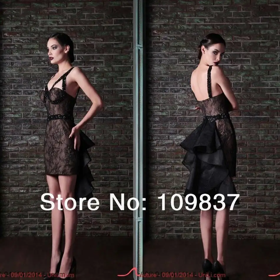 2014 Black Sweetheart Jewel Beaded Short Sexy Ladies Lace Prom Dress | Свадьбы и торжества