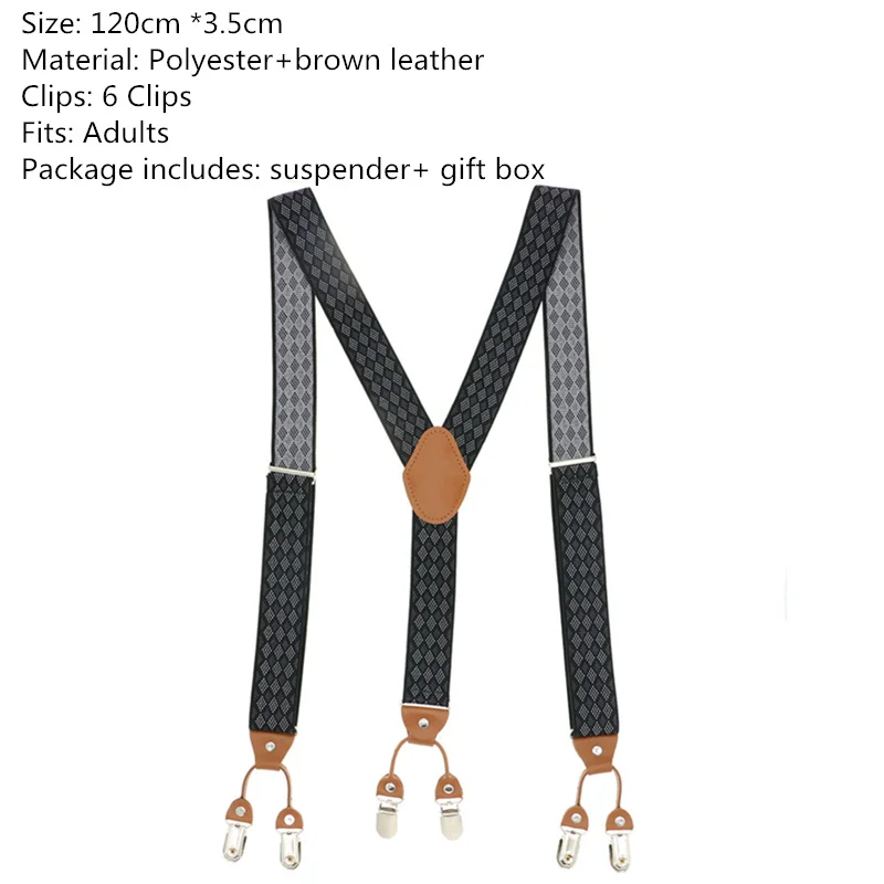 Мужские Эластичные подтяжки Y образной формы с модным принтом из сплава 6