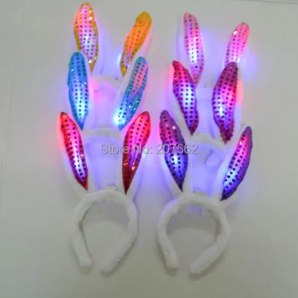 12 шт./лот 3 mode мигающий светодиод кролика Банни Ухо с подсветкой заячьими ушками и